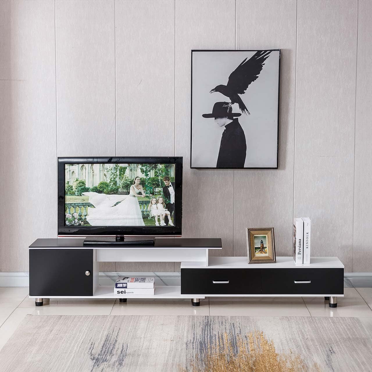 Modern TV Stand – Black + White