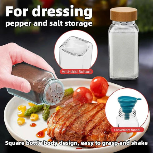 12 Pieces 4OZ Spice Jar Containers with Labels Funnel, Wooden Lid