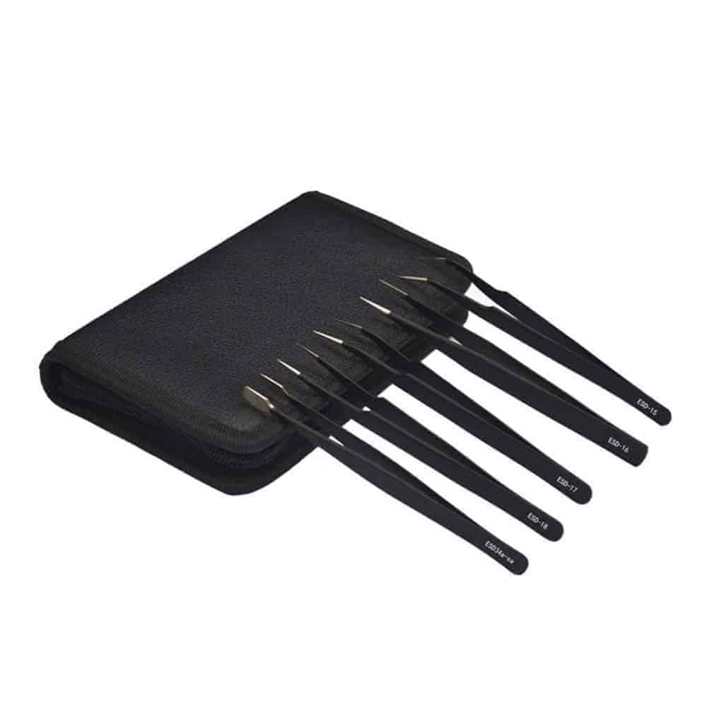 10-Piece Stainless Steel Anti-Static Precision Tweezer Set