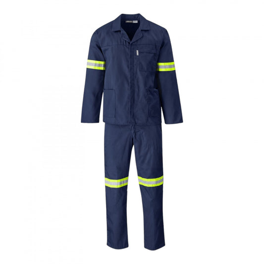 SAFETY-PPE / Polycotton Econo Conti 2-Piece Suit, Reflective Tape, Navy Blue