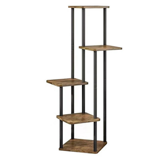 5 Tier Plant Stand - Metal & Wood Standing