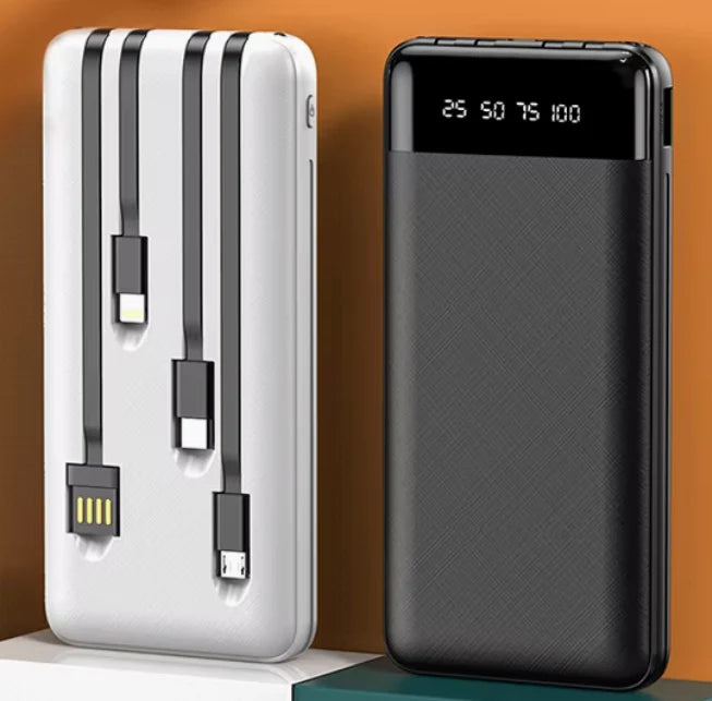20000mAh Power Bank with Built-In Cables