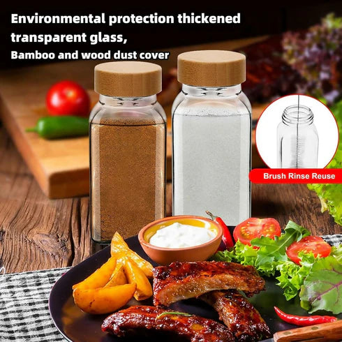 12 Pieces 4OZ Spice Jar Containers with Labels Funnel, Wooden Lid