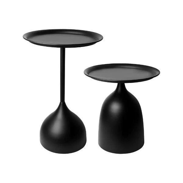 Set of 2 Modern Black Nesting Round Side Tables