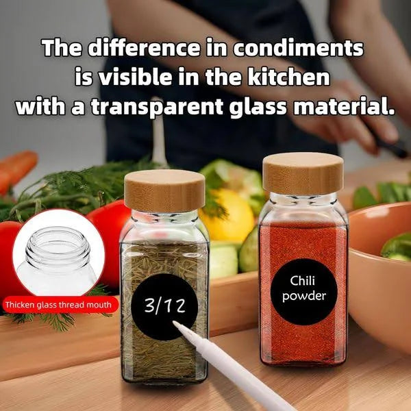 12 Pieces 4OZ Spice Jar Containers with Labels Funnel, Wooden Lid