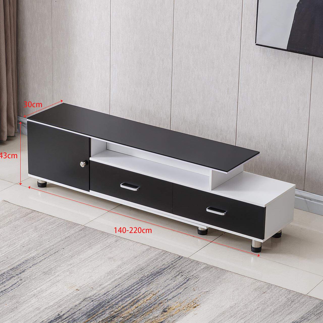 Modern TV Stand – Black + White